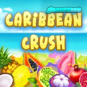 Tampilan visual slot Caribbean Crush dengan tema tropis dan buah-buahan segar